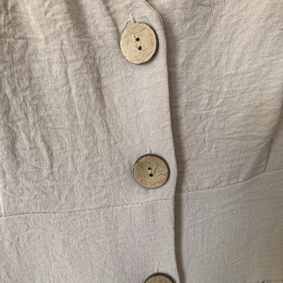 Women Solid Button Front A-line Ivory Beige Emery Rose Dress Size M (6) - Picture 4 of 4